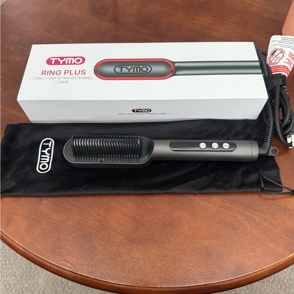 TYMO Ring Plus Ionic Hair Straightening Comb in Matte Black